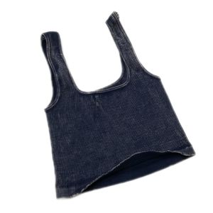 FP Movement Happiness Runs Square Neck Cropped Ribbed Blue Tank Top XS